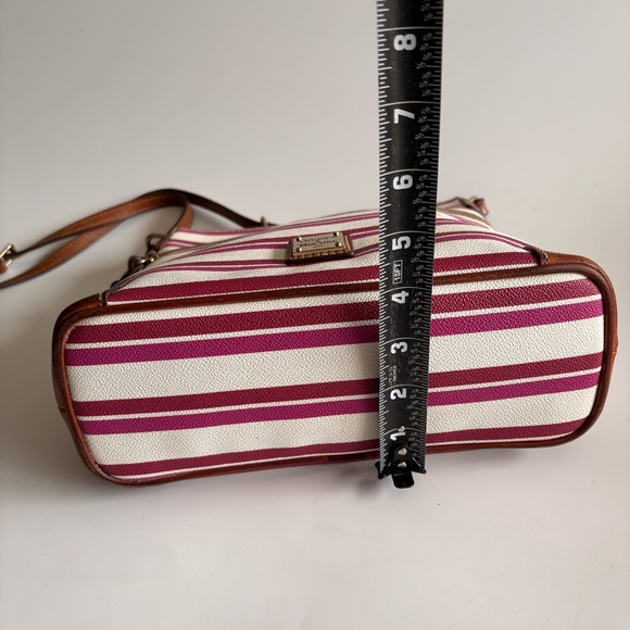 Dooney & Bourke Magenta and White Striped Crossbody Bag - Picture 11 of 17